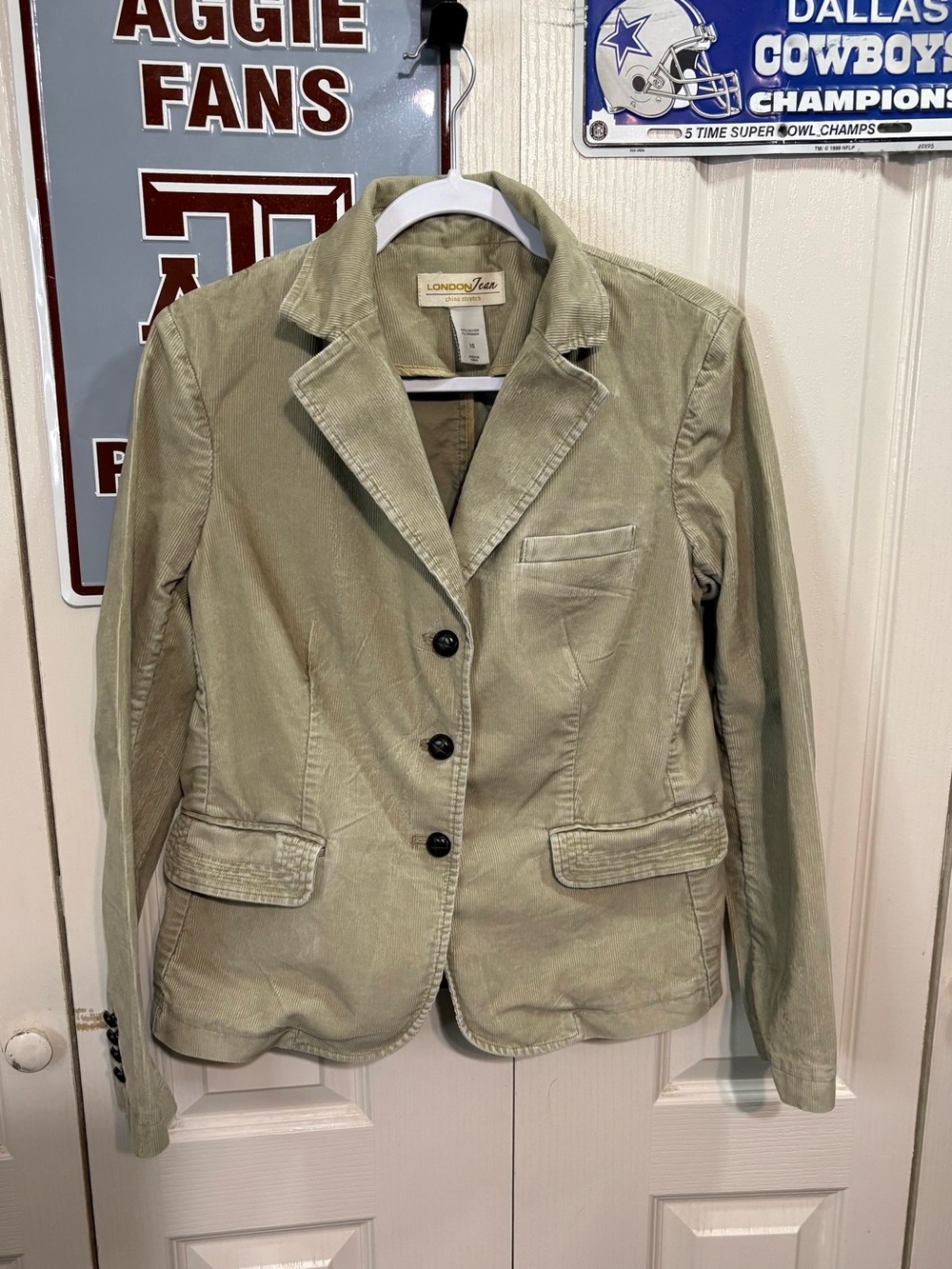 London Jean Women's Light Cream Corduroy Blazer Jacket
